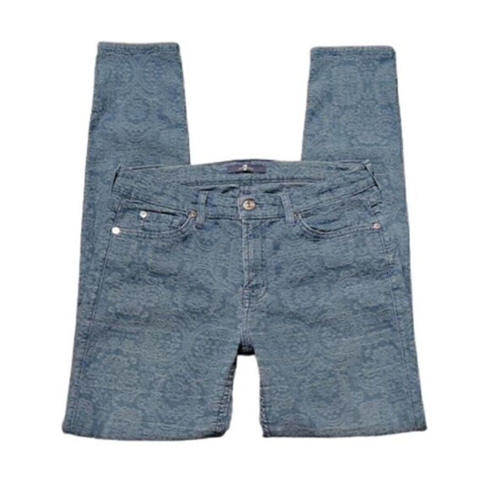 7 For All Mankind Stretchy Jacquard Paisley Skinny Jeans